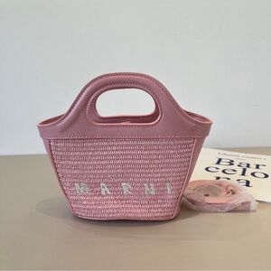 Marni Pink Woven Tote Bag